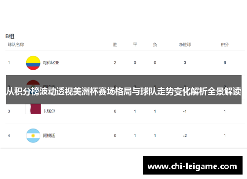 从积分榜波动透视美洲杯赛场格局与球队走势变化解析全景解读